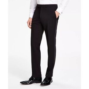Reaction Kenneth Cole Mens Size 29W Slim-Fit Ready Flex Tuxedo Dress Pants Black